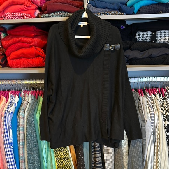 Calvin Klein black long sleeve buckle detail oversized turtleneck sweater S/M - Picture 1 of 3
